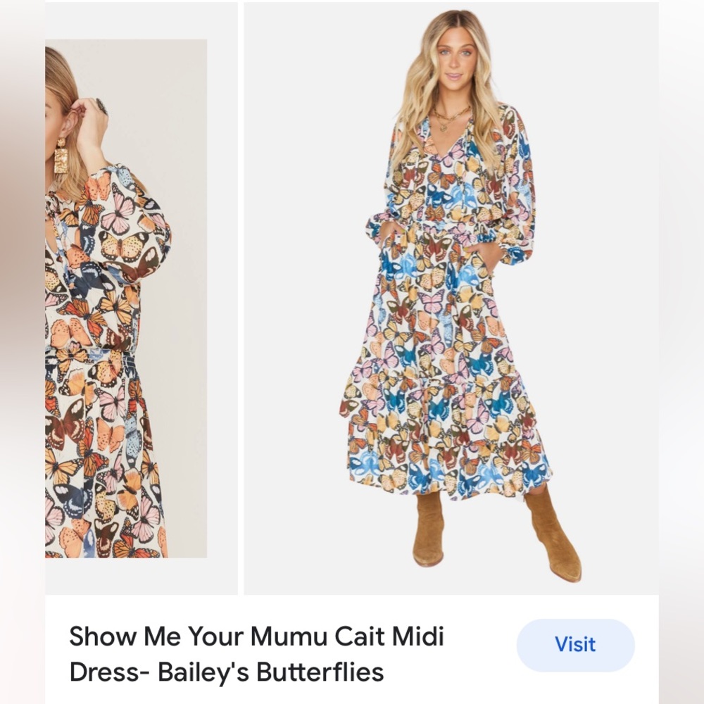 Showmeyourmumu Cait Midi Dress- Bailey’s Butterflies